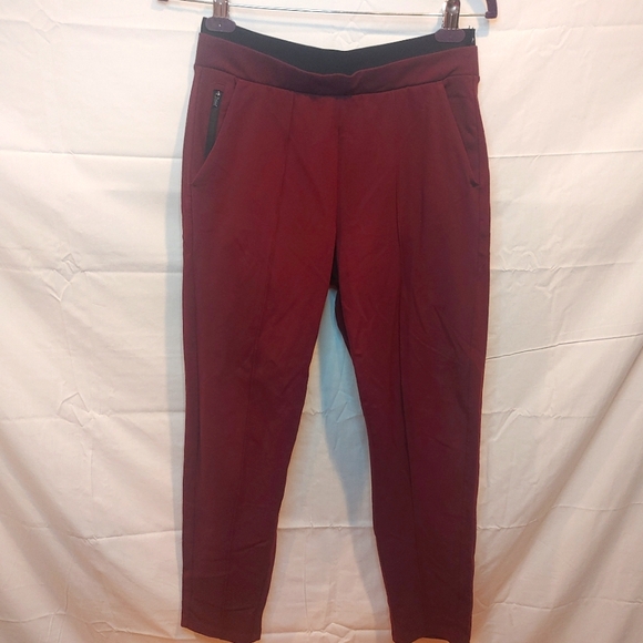 Athleta Antique Burgandy Venice Pintuck Zip Pockets Stretch Pants Size Small - Picture 1 of 13